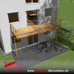 Stehbalkon mit Douglasieboden, Staketen-Geländer 