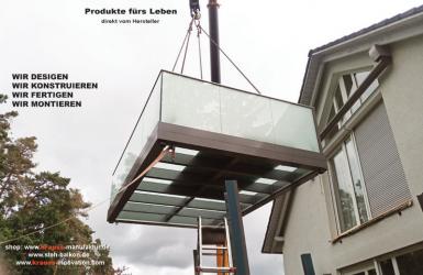 Nurglas-Geländer, Glasboden, transluzent, Stehbalkon, Balkon, Glasgeländer,