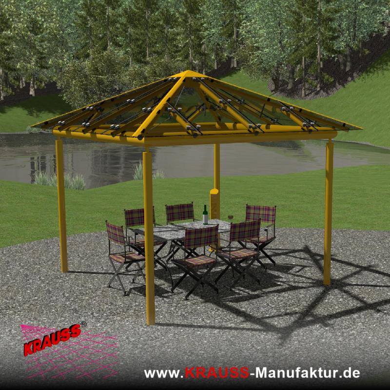 Glas-Pavillon 4-Eck, offen 