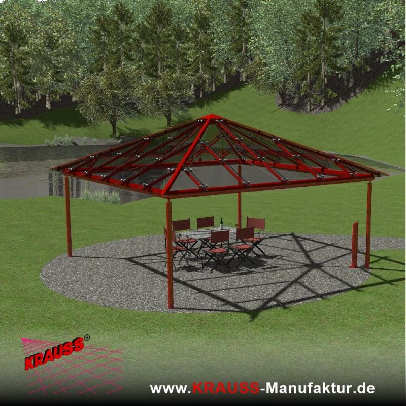 Glas-Pavillon 4-Eck, offen 