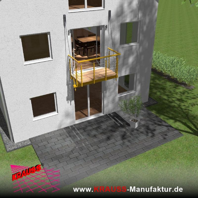 Hängebalkon mit Douglasienbelag, Reling-Geländer 
