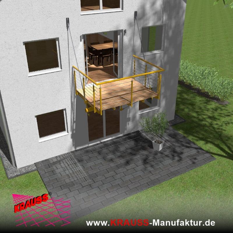 Hängebalkon mit Douglasienbelag, Reling-Geländer 