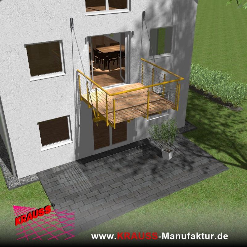 Hängebalkon mit Douglasienbelag, Reling-Geländer 