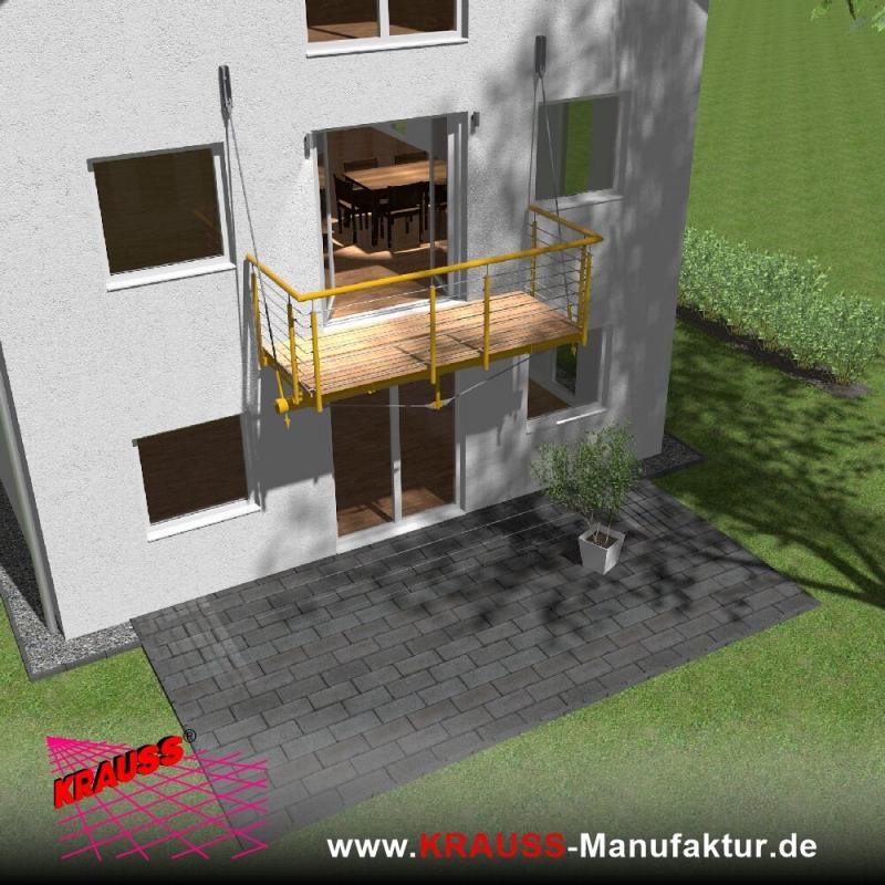 Hängebalkon mit Douglasienbelag, Reling-Geländer 