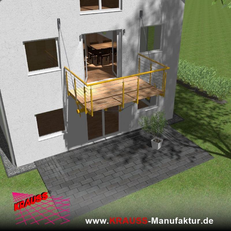 Hängebalkon mit Douglasienbelag, Reling-Geländer 