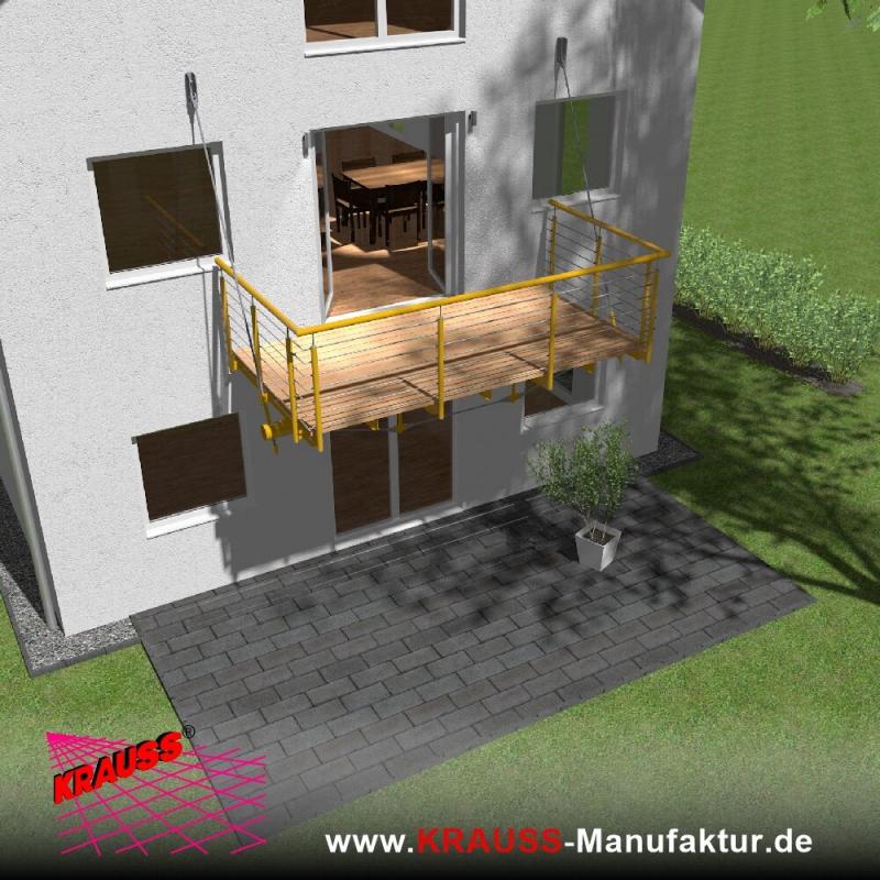 Hängebalkon mit Douglasienbelag, Reling-Geländer 