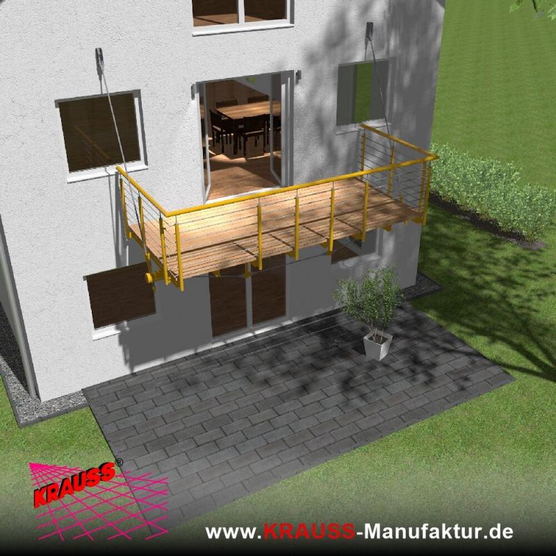 Hängebalkon mit Douglasienbelag, Reling-Geländer 