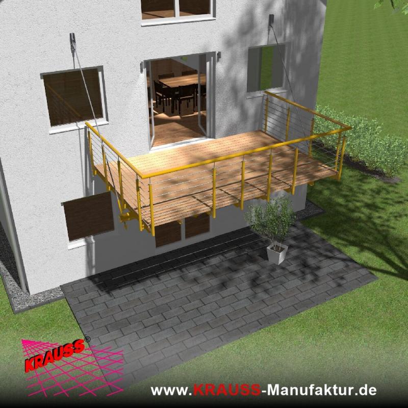 Hängebalkon mit Douglasienbelag, Reling-Geländer 
