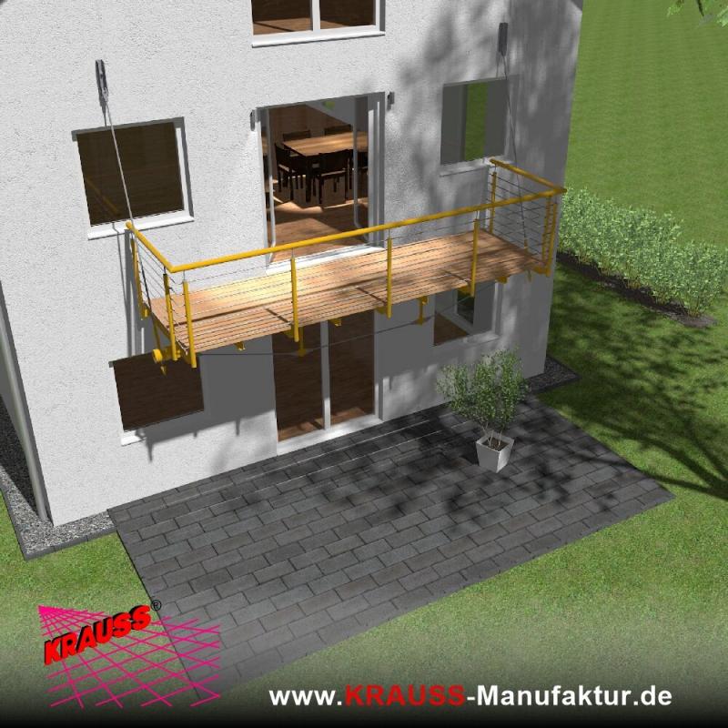 Hängebalkon mit Douglasienbelag, Reling-Geländer 
