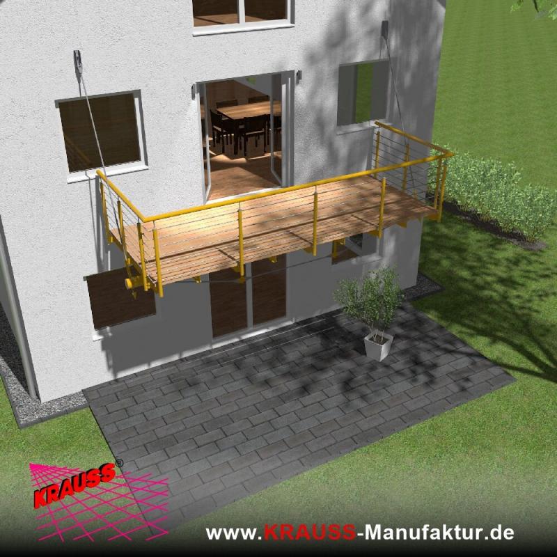 Hängebalkon mit Douglasienbelag, Reling-Geländer 