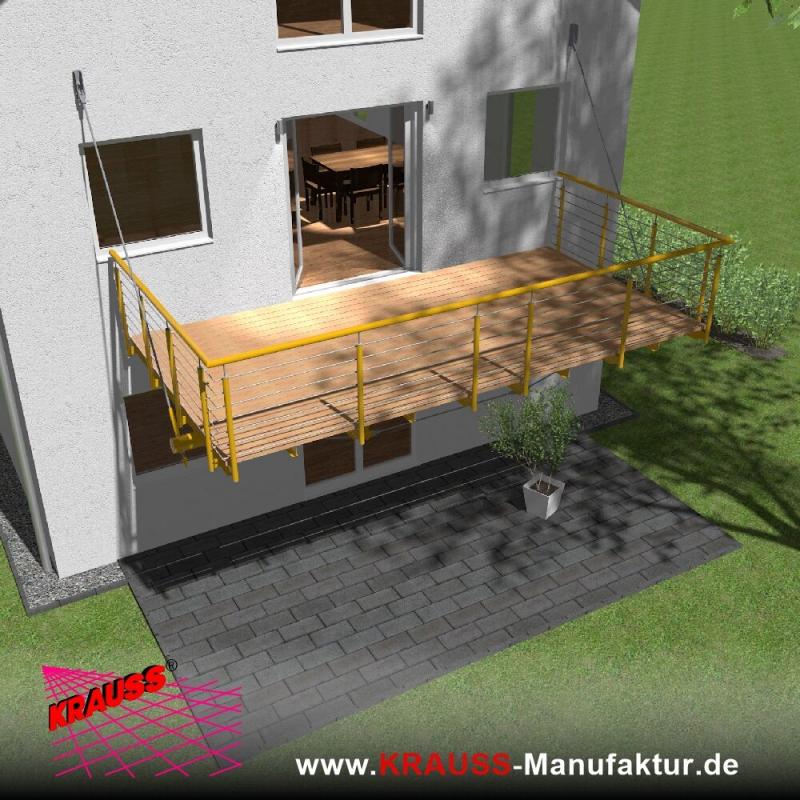 Hängebalkon mit Douglasienbelag, Reling-Geländer 
