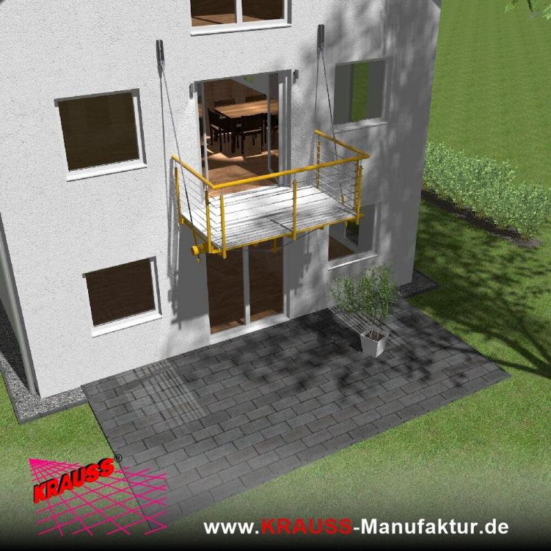 Hängebalkon mit Riffelblechboden, Reling-Geländer 