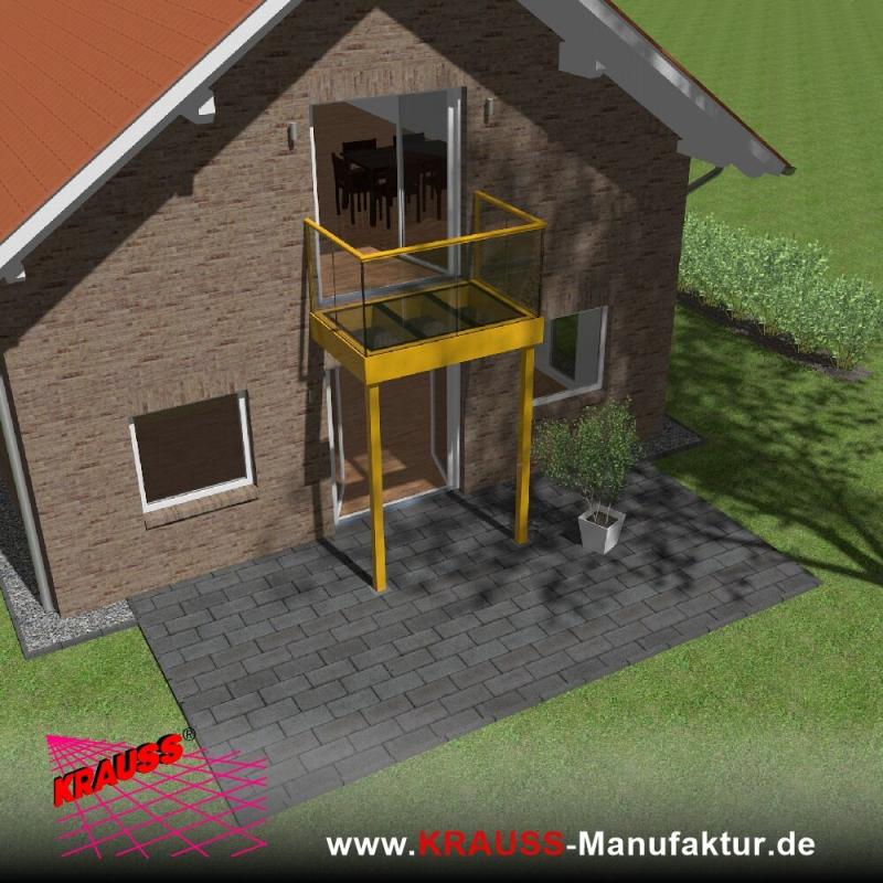 Stehbalkon mit Glasboden und Glasgeländer 