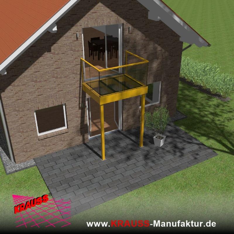 Stehbalkon mit Glasboden und Glasgeländer 