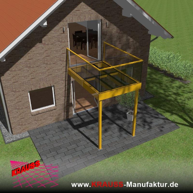 Stehbalkon mit Glasboden und Glasgeländer 