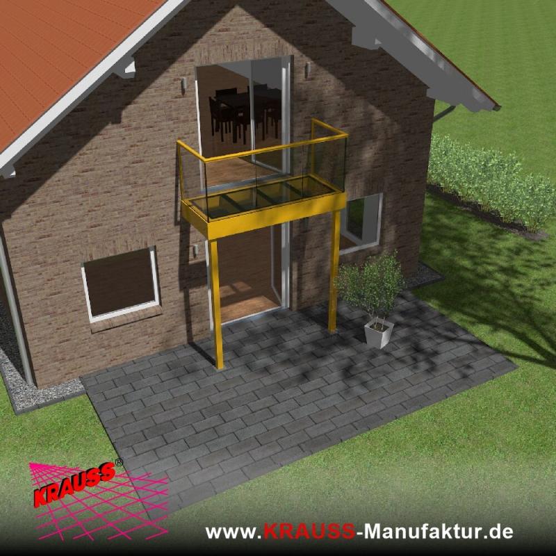 Stehbalkon mit Glasboden und Glasgeländer 