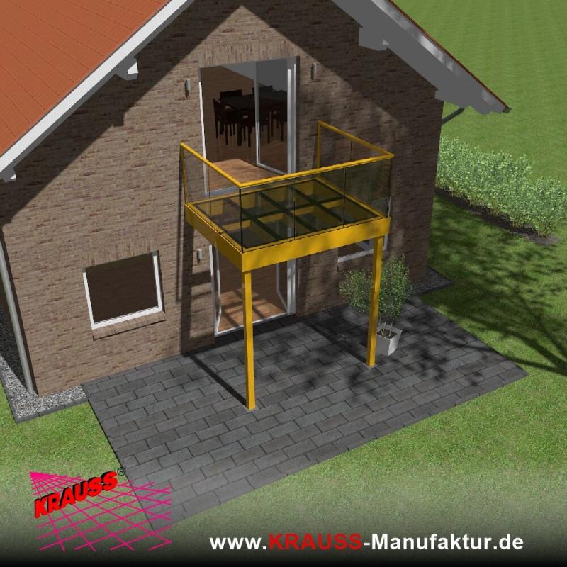Stehbalkon mit Glasboden und Glasgeländer 