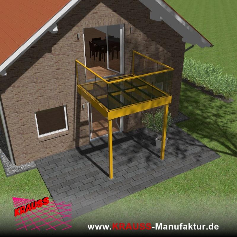 Stehbalkon mit Glasboden und Glasgeländer 