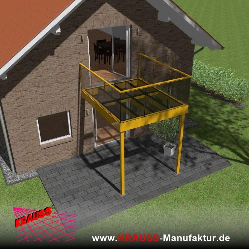 Stehbalkon mit Glasboden und Glasgeländer 