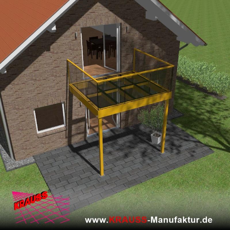 Stehbalkon mit Glasboden und Glasgeländer 