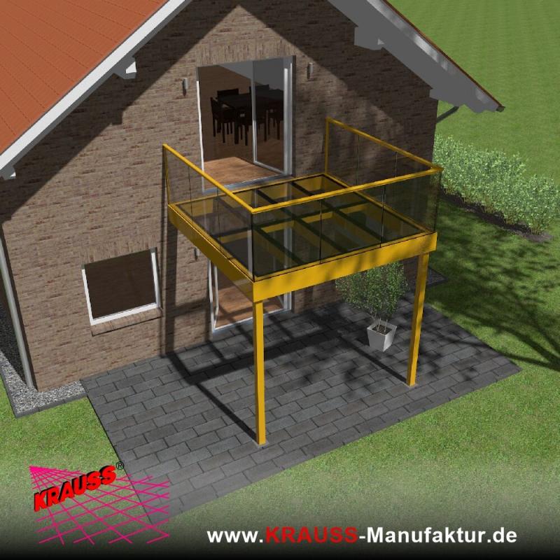 Stehbalkon mit Glasboden und Glasgeländer 