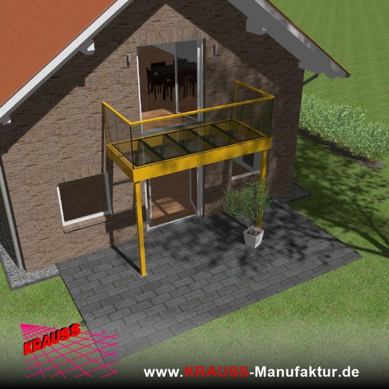 Stehbalkon mit Glasboden und Glasgeländer 