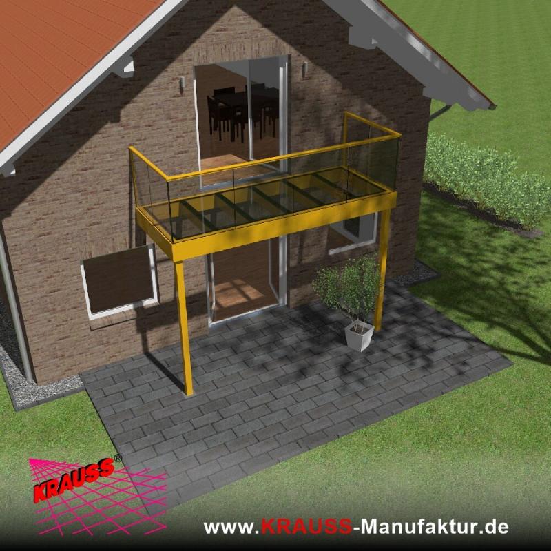 Stehbalkon mit Glasboden und Glasgeländer 