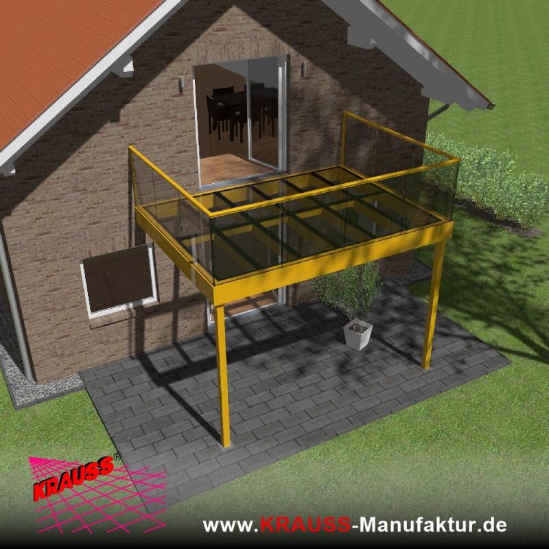 Stehbalkon mit Glasboden und Glasgeländer 