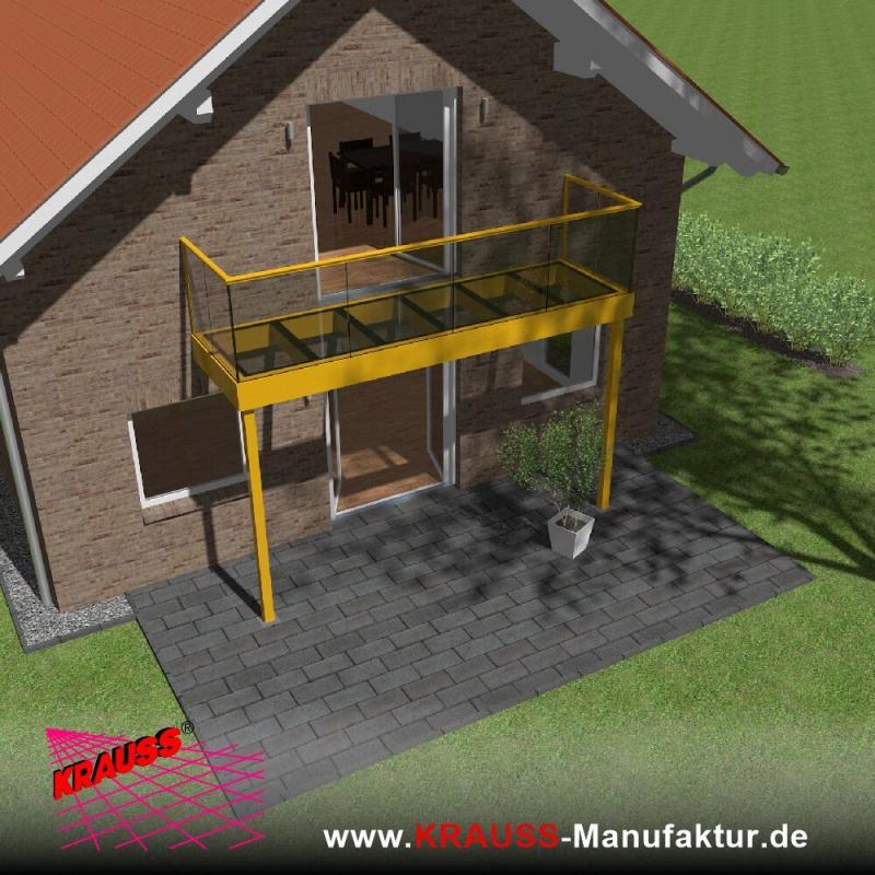 Stehbalkon mit Glasboden und Glasgeländer 