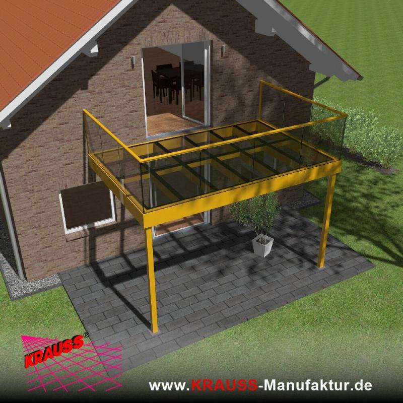 Stehbalkon mit Glasboden und Glasgeländer 