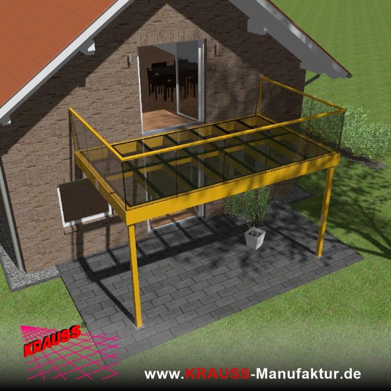 Stehbalkon mit Glasboden und Glasgeländer 