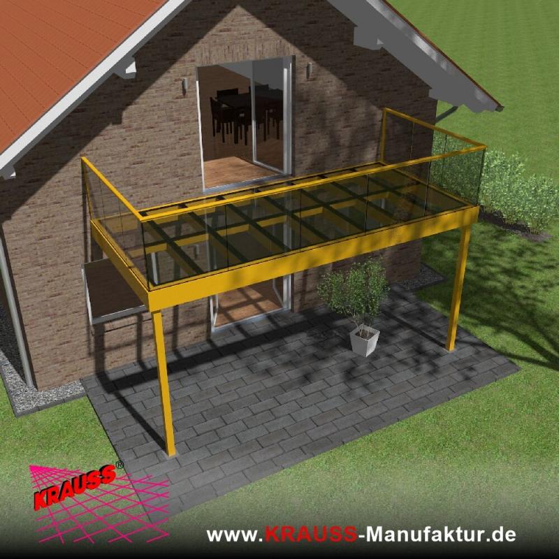 Stehbalkon mit Glasboden und Glasgeländer 