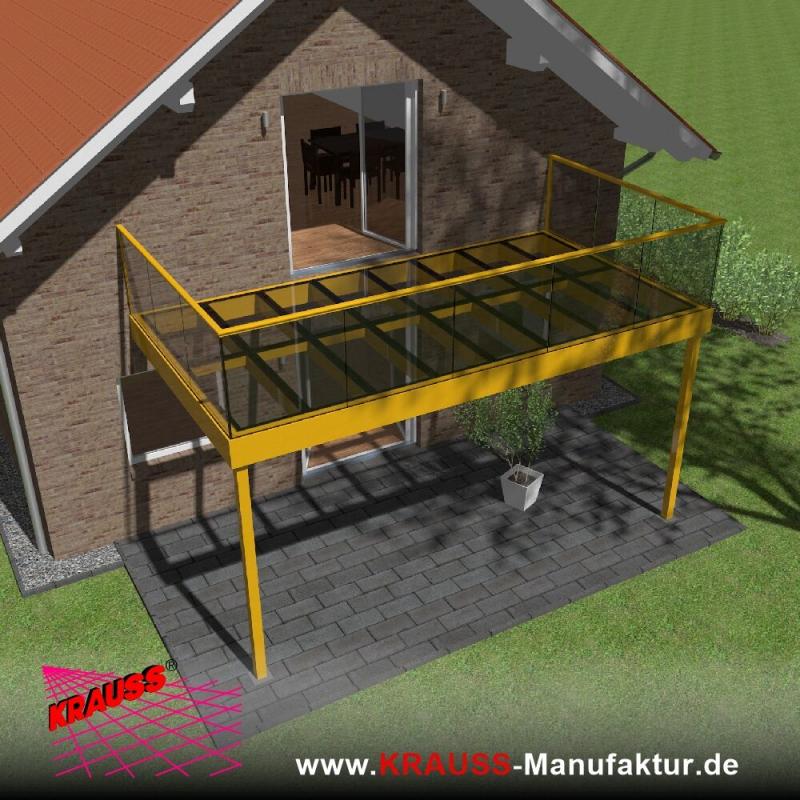 Stehbalkon mit Glasboden und Glasgeländer 