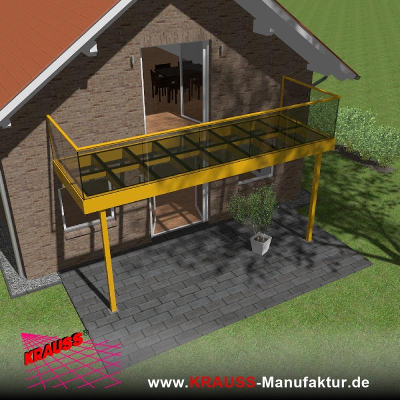 Stehbalkon mit Glasboden und Glasgeländer 