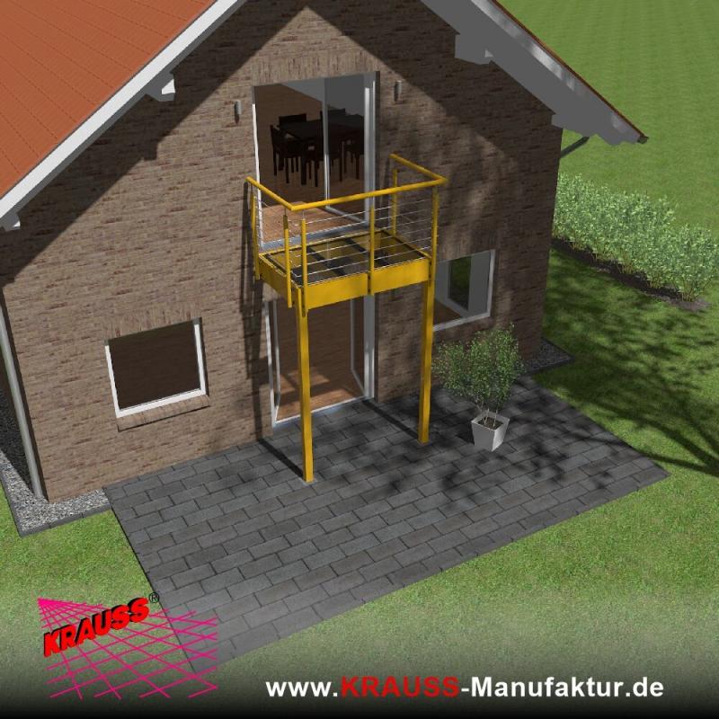 Stehbalkon mit Glasboden und Reling-Geländer 