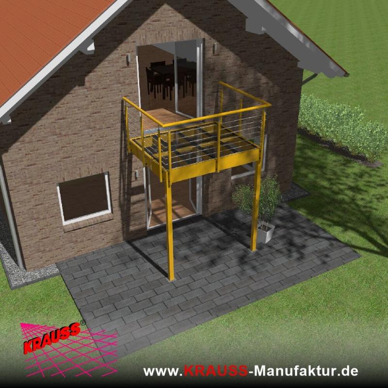 Stehbalkon mit Glasboden und Reling-Geländer 