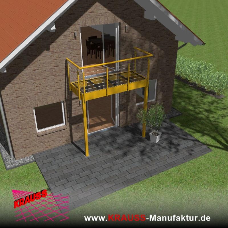 Stehbalkon mit Glasboden und Reling-Geländer 