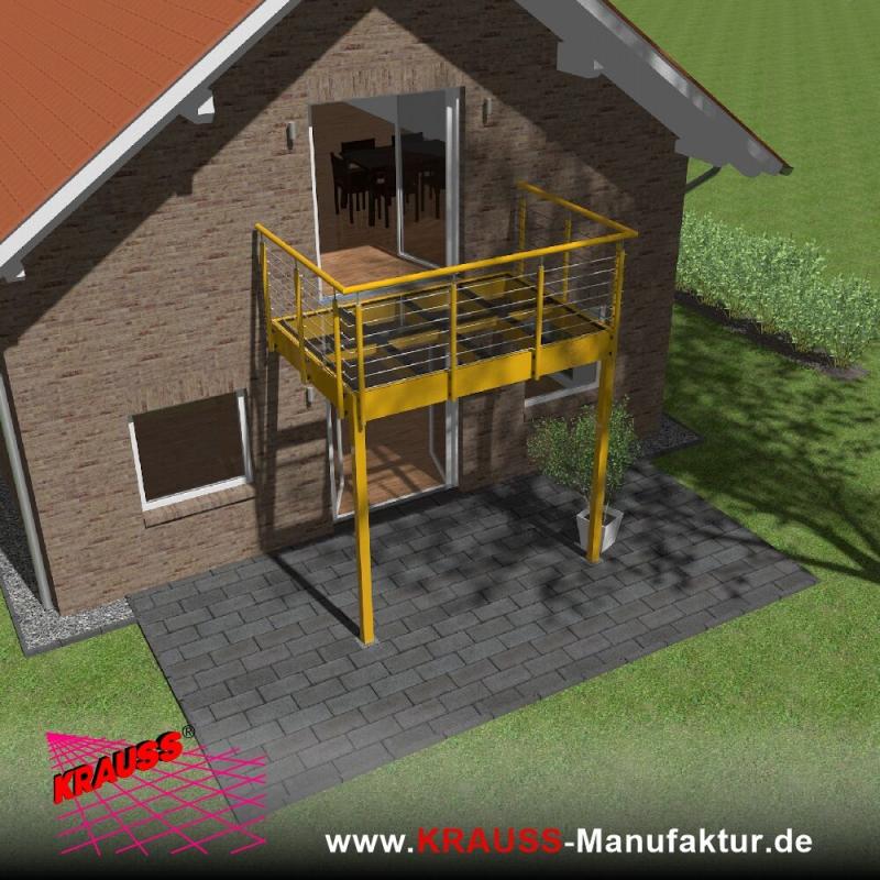 Stehbalkon mit Glasboden und Reling-Geländer 