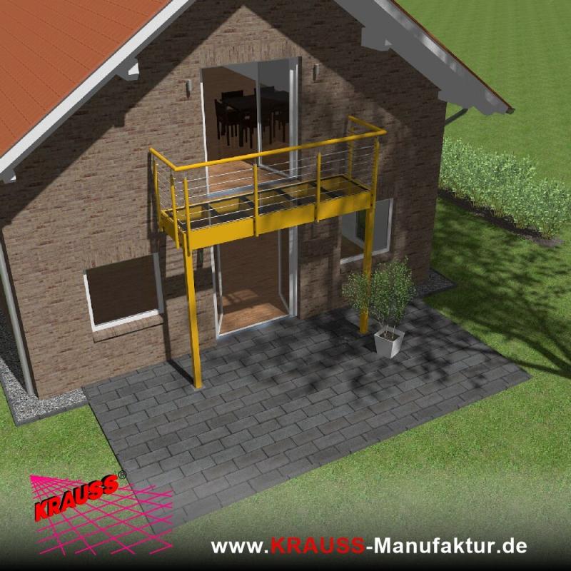 Stehbalkon mit Glasboden und Reling-Geländer 