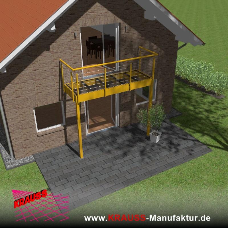Stehbalkon mit Glasboden und Reling-Geländer 