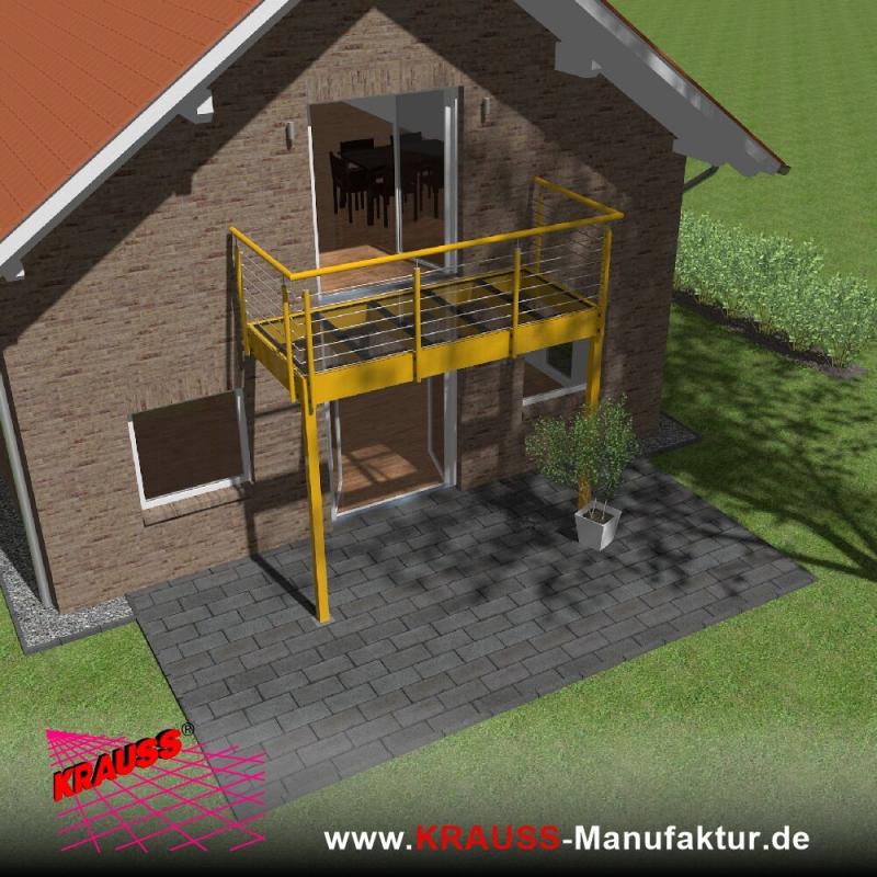 Stehbalkon mit Glasboden und Reling-Geländer 