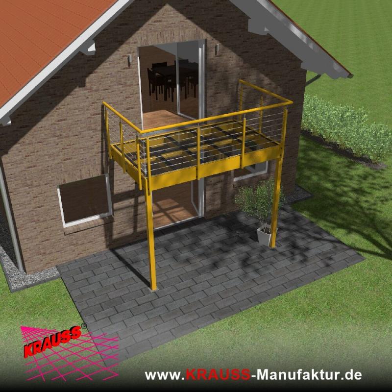 Stehbalkon mit Glasboden und Reling-Geländer 