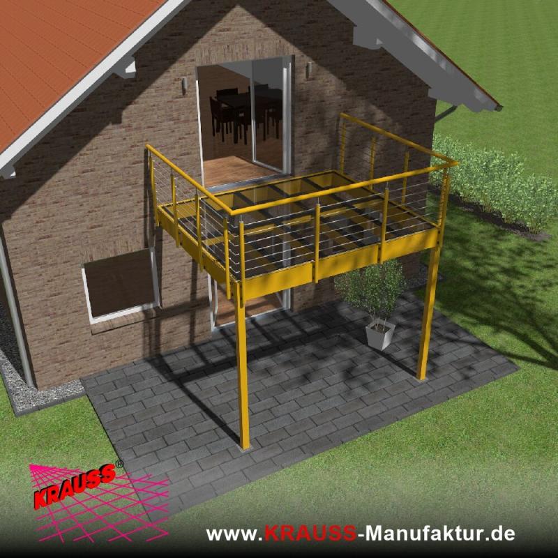 Stehbalkon mit Glasboden und Reling-Geländer 