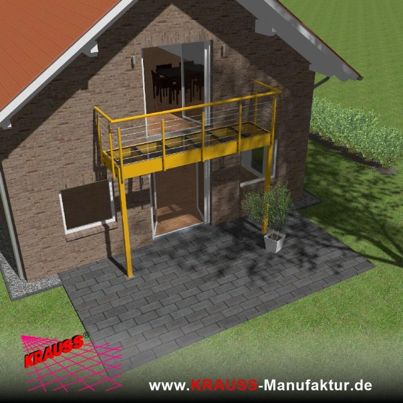 Stehbalkon mit Glasboden und Reling-Geländer 
