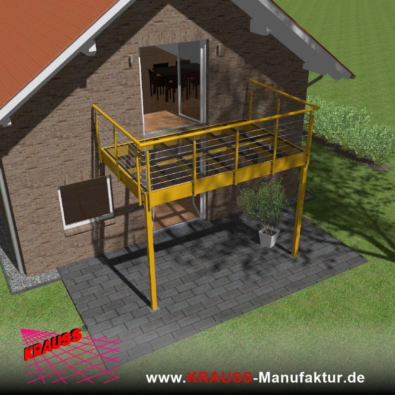 Stehbalkon mit Glasboden und Reling-Geländer 