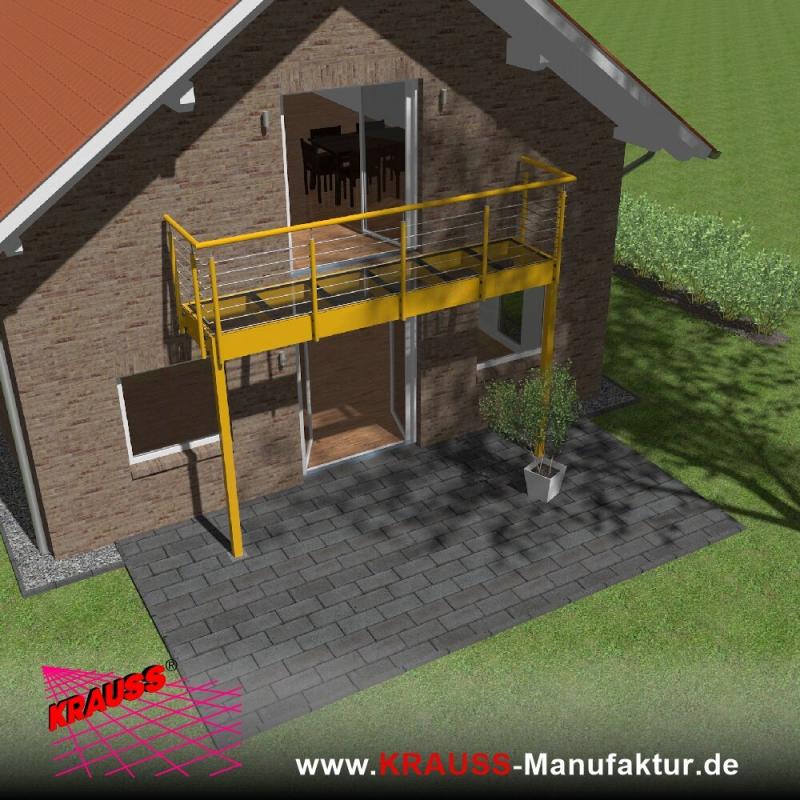 Stehbalkon mit Glasboden und Reling-Geländer 