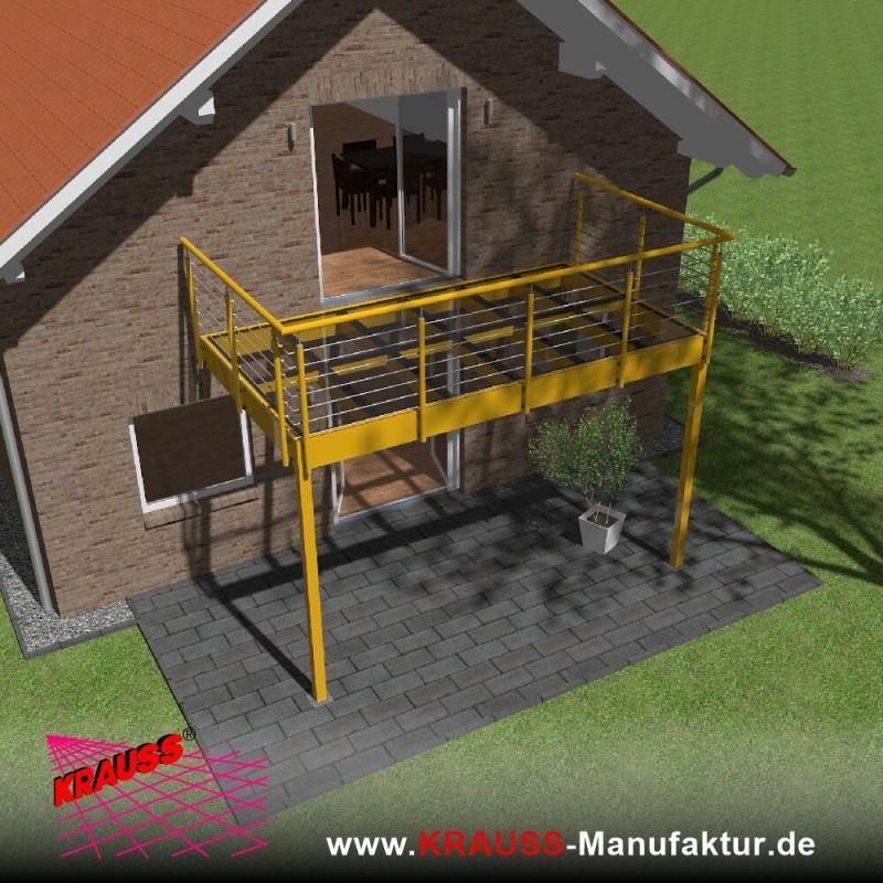Stehbalkon mit Glasboden und Reling-Geländer 