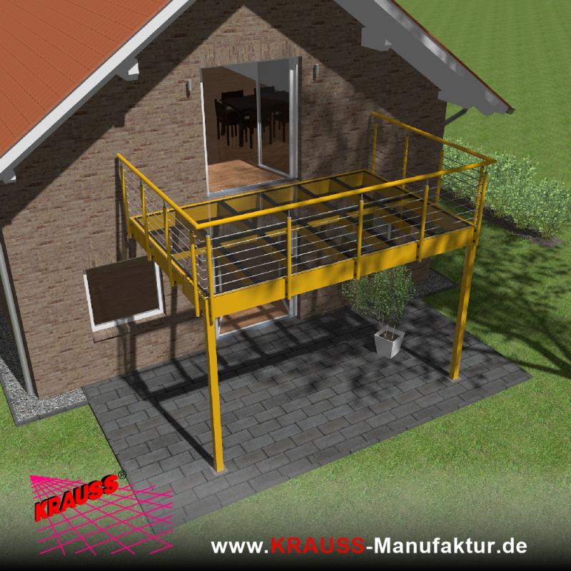 Stehbalkon mit Glasboden und Reling-Geländer 