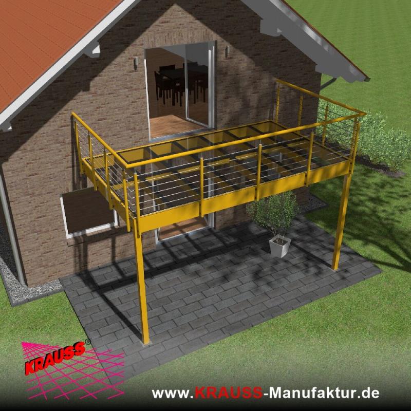 Stehbalkon mit Glasboden und Reling-Geländer 
