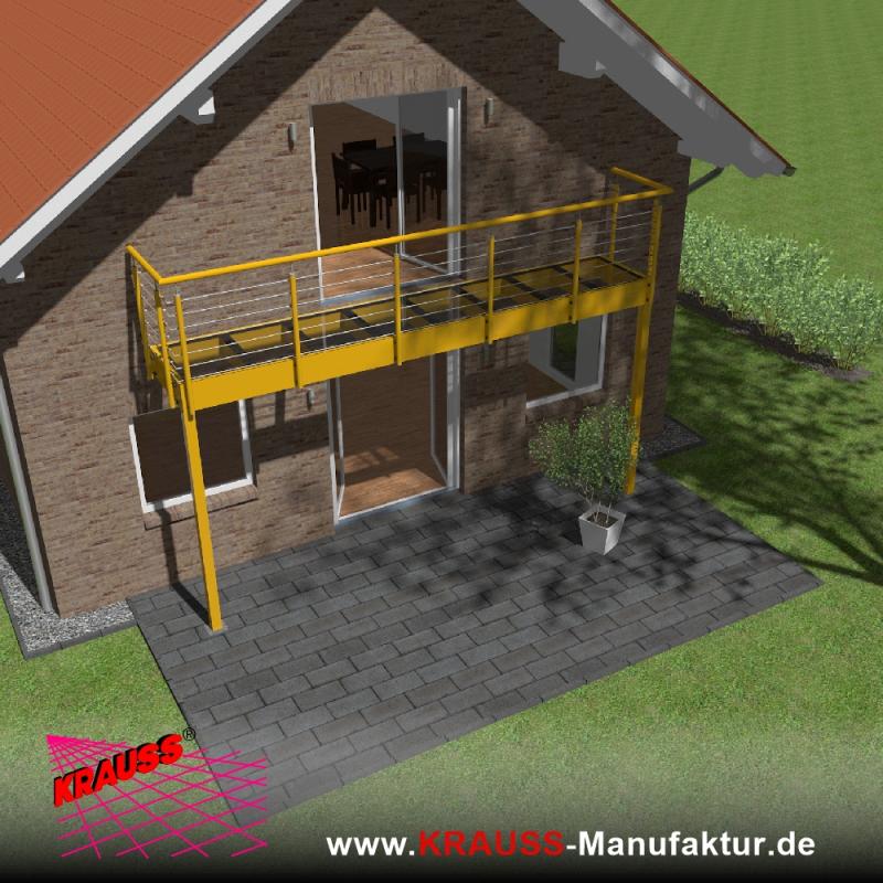 Stehbalkon mit Glasboden und Reling-Geländer 